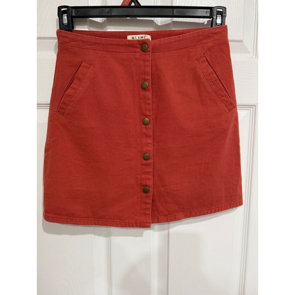 miami Dresses & Skirts - Fall Burnt Orange Cotton Denim Button Front Mini‎ Skirt Small WS30002